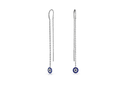 CZ Evil Eye Chain Threader Earrings